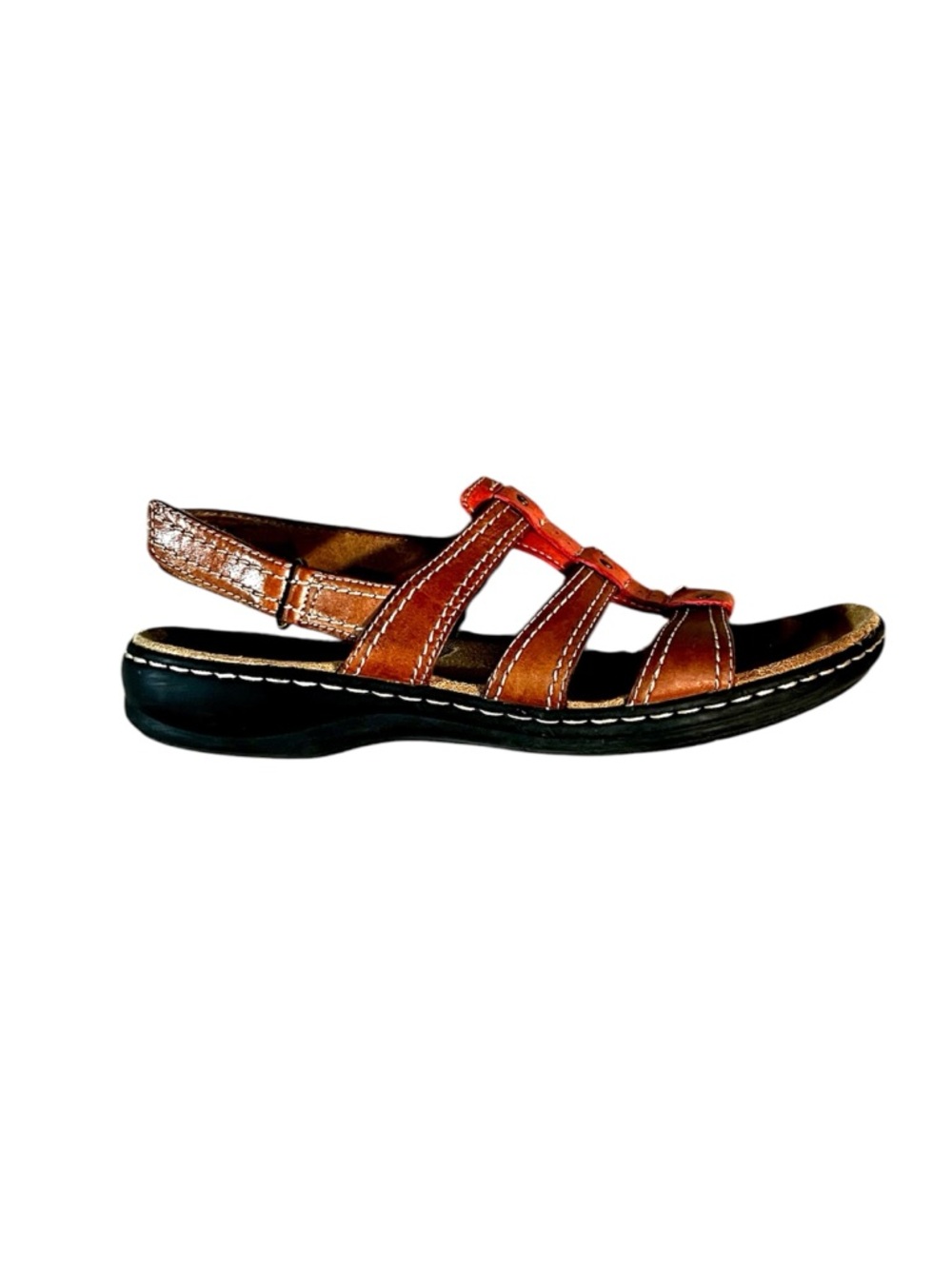 Clarks Brown Leather Strappy Slingback Sandals